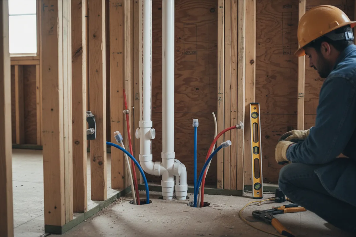 Drain and supply rough-in during Garbage Disposal Repair in Shirley